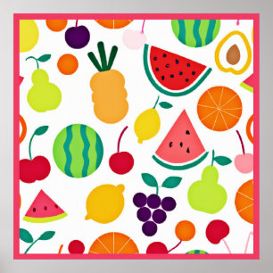 Poster Festa Colorida de Frutas Neon
