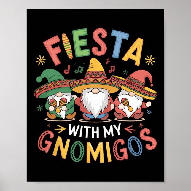 Poster Festa Com Meus Gnomigos Design Divertido Cinco De  (Frente)
