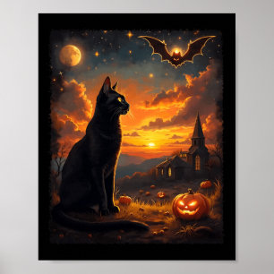 Poster Festa da Cena da Lua Gótica do Gato Preto do Hallo