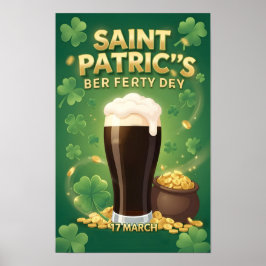 Poster Festa da Cerveja do Dia de São Patrício Irlandês