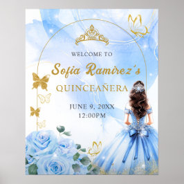 Poster Festa da Princesa Quinceañera, Bebê Azul
