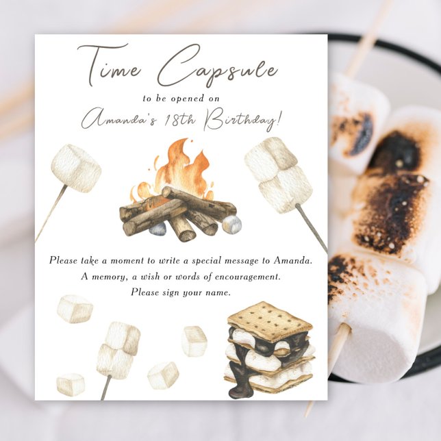 Poster Festa de 1º aniversário Cápsula do tempo do S'more (Criador carregado)