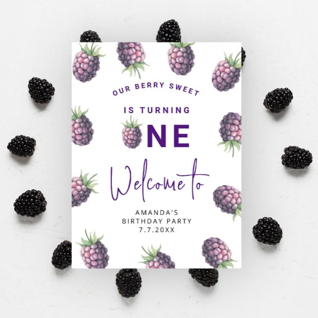 Poster Festa de 1º Aniversário da Blackberry | Berry Prim (Criador carregado)