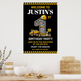 Poster Festa de 1º Aniversário da Construção Fofa