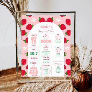 Poster Festa de 1º Aniversário do Morango Aniversário Ber