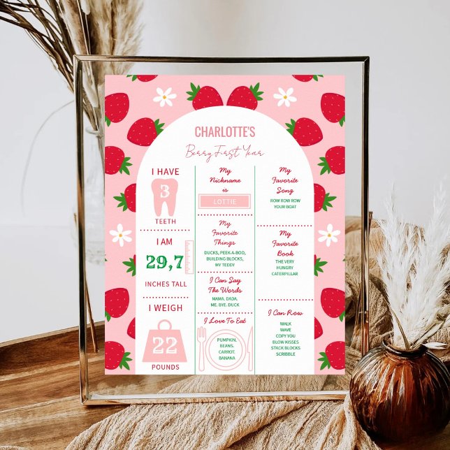 Poster Festa de 1º Aniversário do Morango Aniversário Ber (Criador carregado)