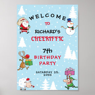 Poster Festa de Aniversário com Tema Natal Divertido para