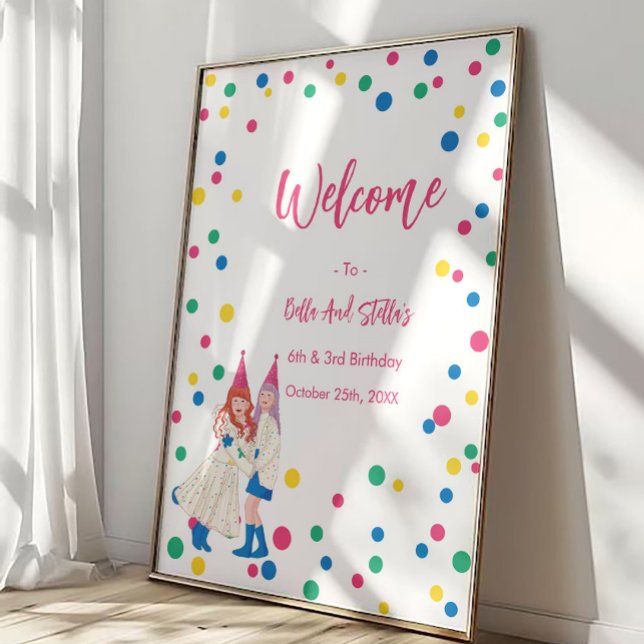 Poster Festa de Aniversário Conjunta das Irmãs Pastel (Criador carregado)