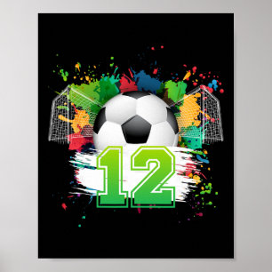 Poster Festa de Aniversário de 12 anos Futebol Jogar Fute