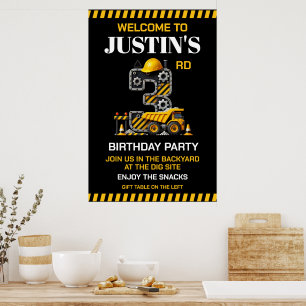 Poster Festa de Aniversário de 3 anos da Construção Fofa
