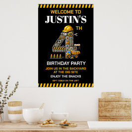 Poster Festa de Aniversário de 4 anos da Construção Fofa