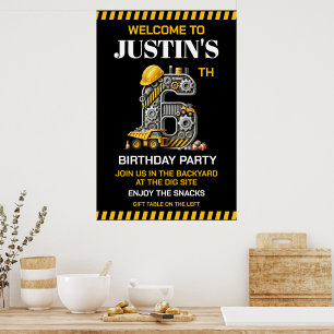 Poster Festa de aniversário de 6 de Construção de Cubo