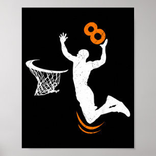 Poster Festa de Aniversário de 8 Anos Meninos Basquete Du
