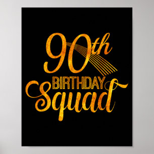 Poster festa de aniversário de 90 anos amarelo dourado