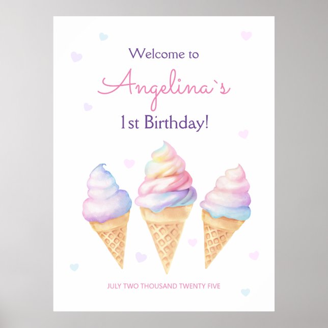 Poster festa de aniversário de boas-vindas. (Frente)