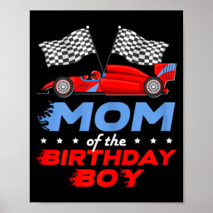Poster Festa De Aniversário De Carro De Corrida Linda Mãe