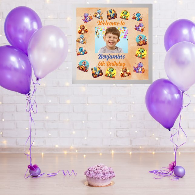 Poster Festa de Aniversário de criança do Tema do Dinossa (Criador carregado)