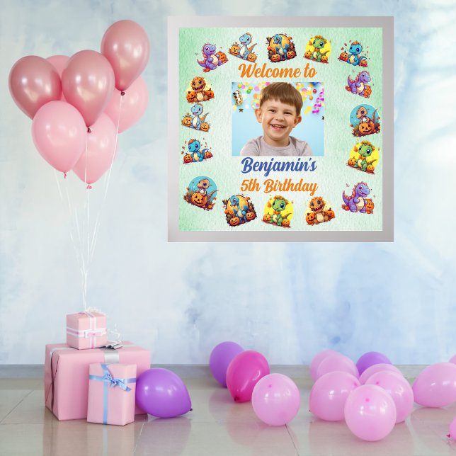 Poster Festa de Aniversário de criança do Tema do Dinossa (Criador carregado)