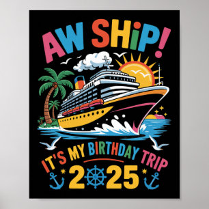 Poster Festa de Aniversário de Cruzeiro de Navio Férias D