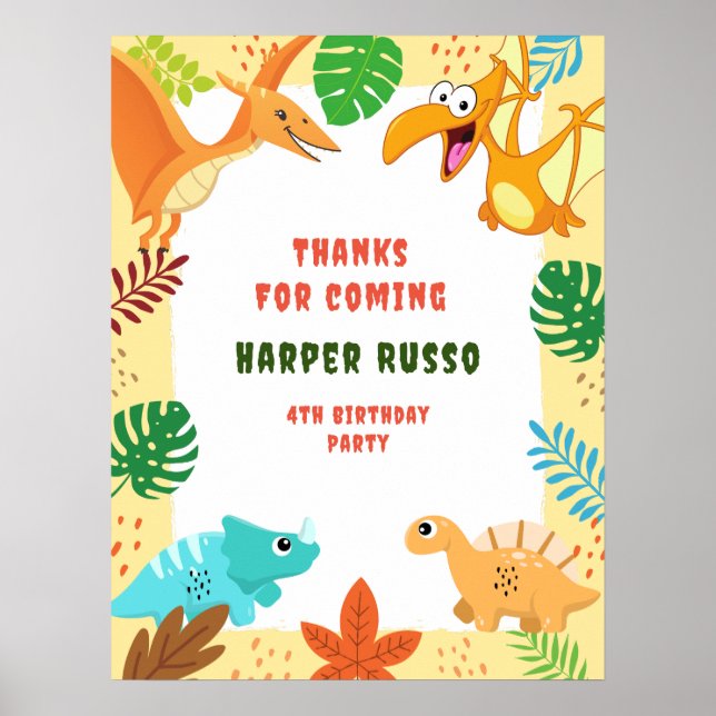 Poster Festa de aniversário de Dino Cons (Frente)