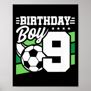 Poster Festa de Aniversário de Futebol - Menino de 9 Anos