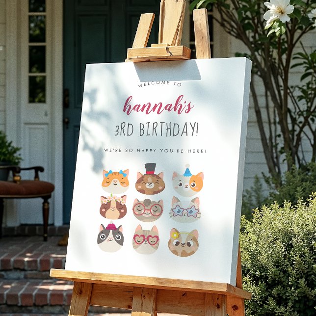 Poster Festa de aniversário de Gato de Partido Puro (Criador carregado)