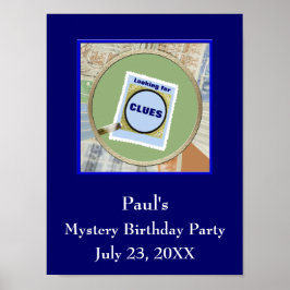 Pôster Festa de aniversário de Mapas de Vidro Misteriosos