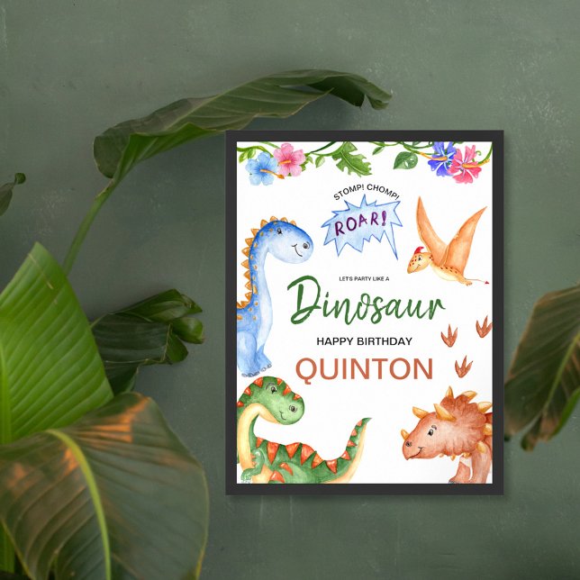 Poster Festa de aniversário de Raio do Chomp Dinossaur (Criador carregado)