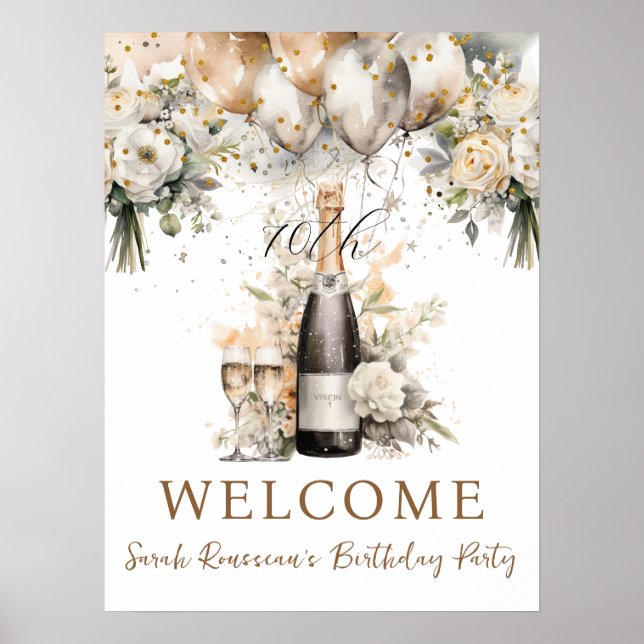 Poster Festa de aniversário de Surpresa Elegante (Frente)