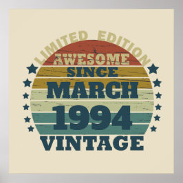 Poster Festa de aniversário de trinta anos vintage person