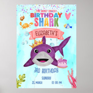 Poster Festa de aniversário de Tubarão de Aniversário mai
