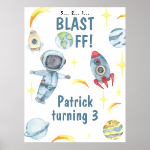 Poster Festa de aniversário Espacial Astronauta