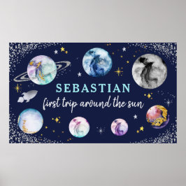 Poster Festa de aniversário Espacial Primeira Viagem Em T