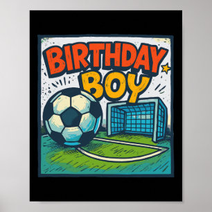 Poster Festa de Aniversário Futebol Menino Futebol Gol Cr