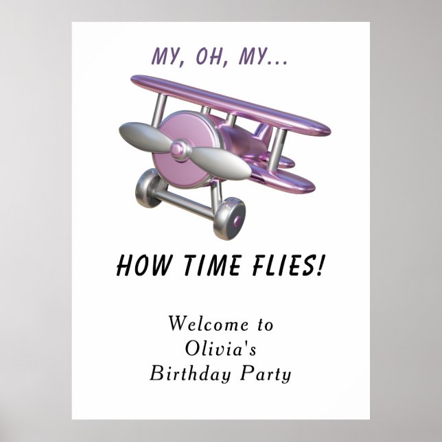 Poster Festa de Aniversário Infantil de Avião (Frente)