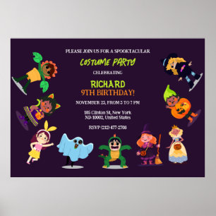 Poster Festa de aniversário Moderna do Fato de Halloween