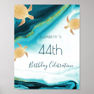 Poster Festa de aniversário Personalizada Tinta Dourada