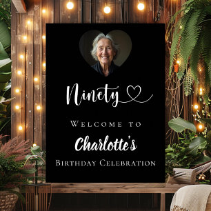 Poster Festa de aniversário preta de boas-vindas