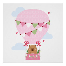 Pôster Festa de Aniversário Rosa da Capivara Fofa