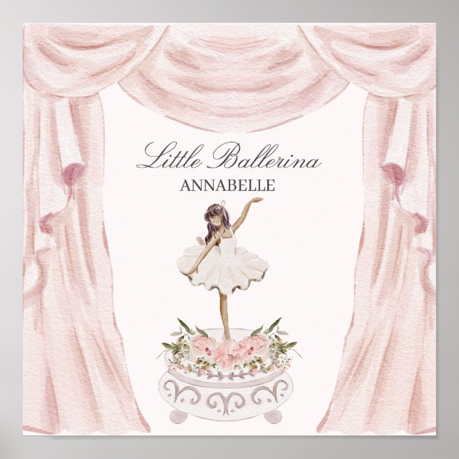 Poster Festa de Bebê ou Aniversário da Pequena Bailarina  (Frente)