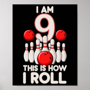 Poster Festa de Boliches de 9 anos 9º aniversário é como