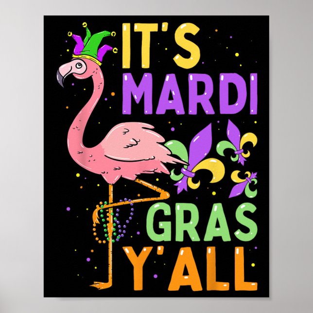 Poster Festa de Carnaval Engraçada Ideia Flamingo Mardi G (Frente)
