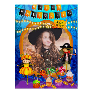 Pôster Festa de celebração de Halloween feliz para crianç