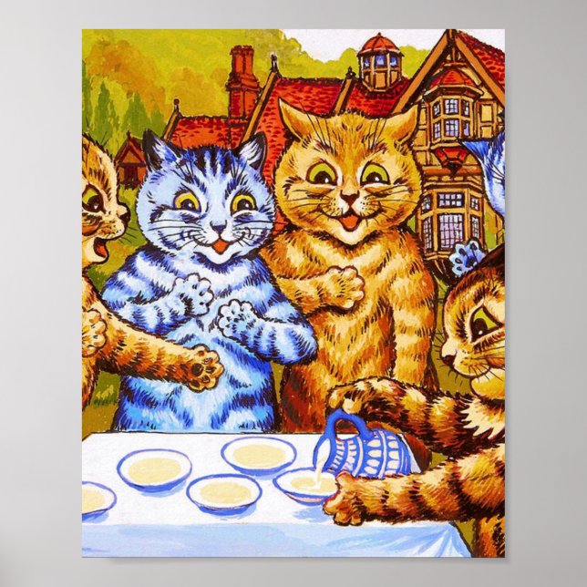 Poster Festa de Chá de Cat Louis Wain (Frente)