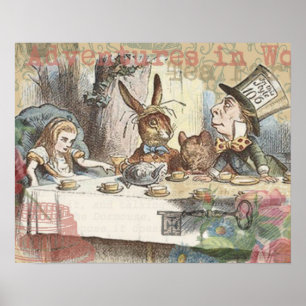 Pôster Festa de Chá Maluca da Alice no País das Maravilha