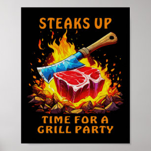 Poster Festa de Churrasco de Bife Dizeres Engraçados Para