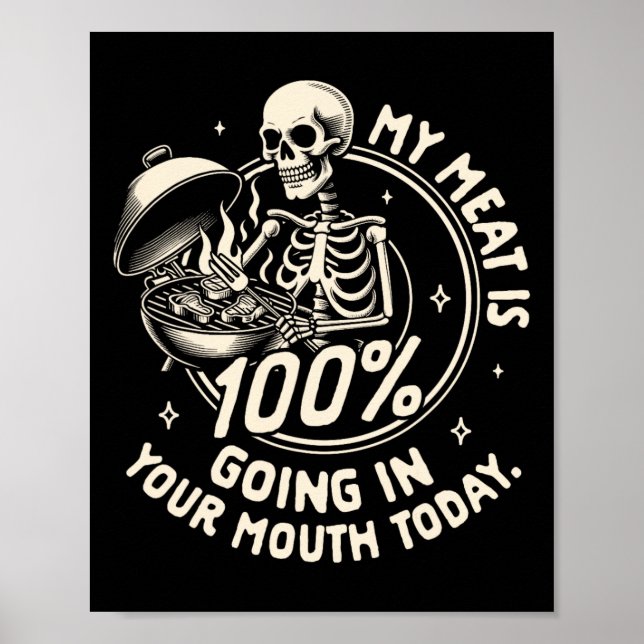 Poster Festa De Churrasco De Grelha A Minha Carne Vai 100 (Frente)