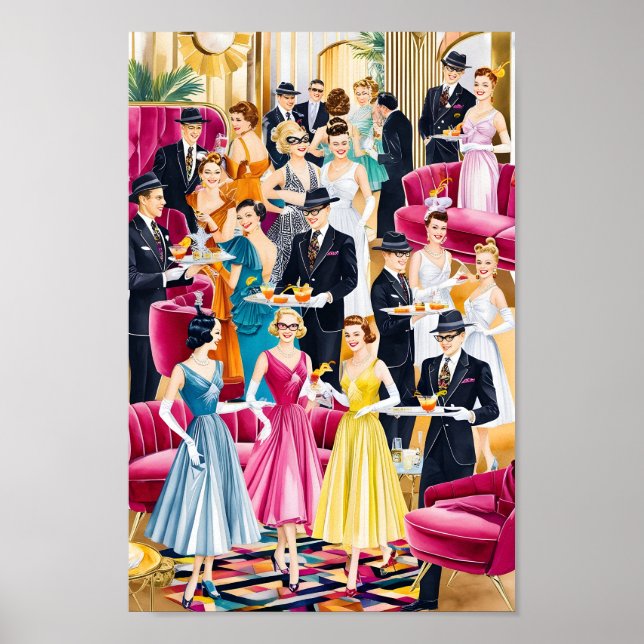 Poster Festa de Cocktail de Férias Retro (Frente)