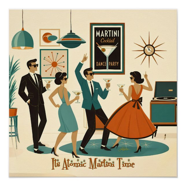 Pôster Festa de Cocktail É Hora do Martini Atômico de Mea (Frente)