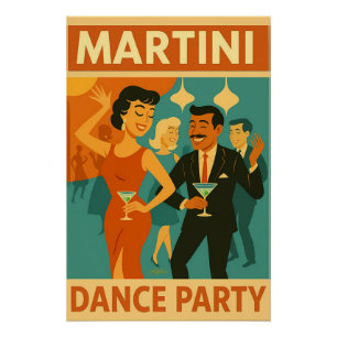 Pôster Festa de Dança Martini de Meados do Século